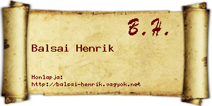 Balsai Henrik névjegykártya